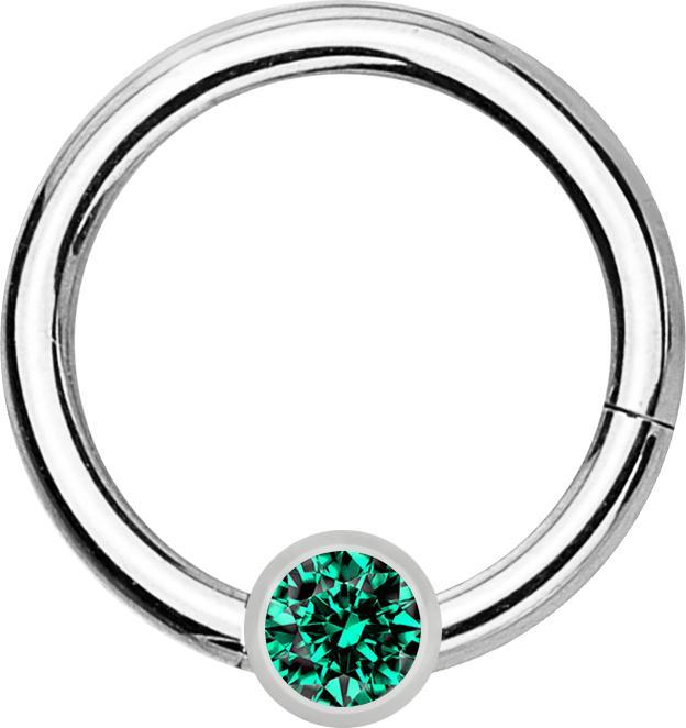 Produktbild Star Piercing Micro Segmentring klappbar silber mit Kugel Kristall türkis (ohne Messing, Chirurgenstahl 316L)
