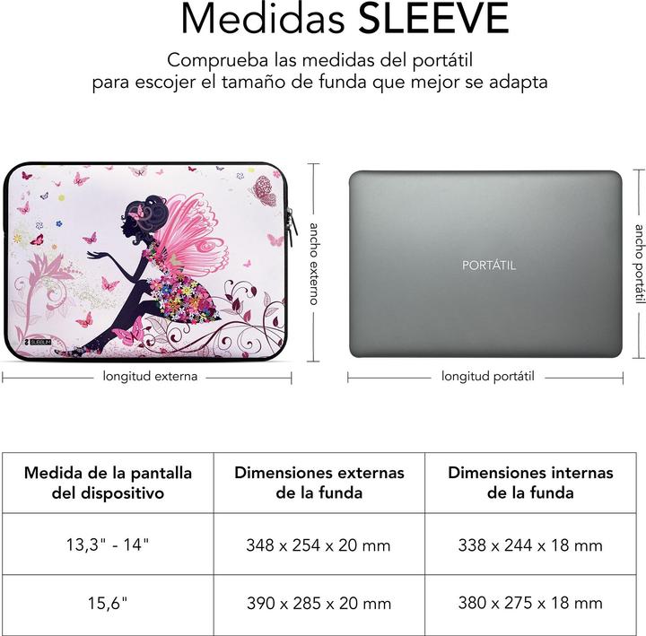 Produktbild Subblim FUNDA PORTATIL TRENDY SLEEVE NEO HADA 13,3-14" (14", Universal)