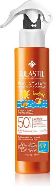 Actual product image Rilastil Baby Spray Vapo Body Emulsion Light Texture for Sensitive Hair SPF 50+ Extra High Protection (Sun spray, SPF 50, 200 ml, 1000 g)