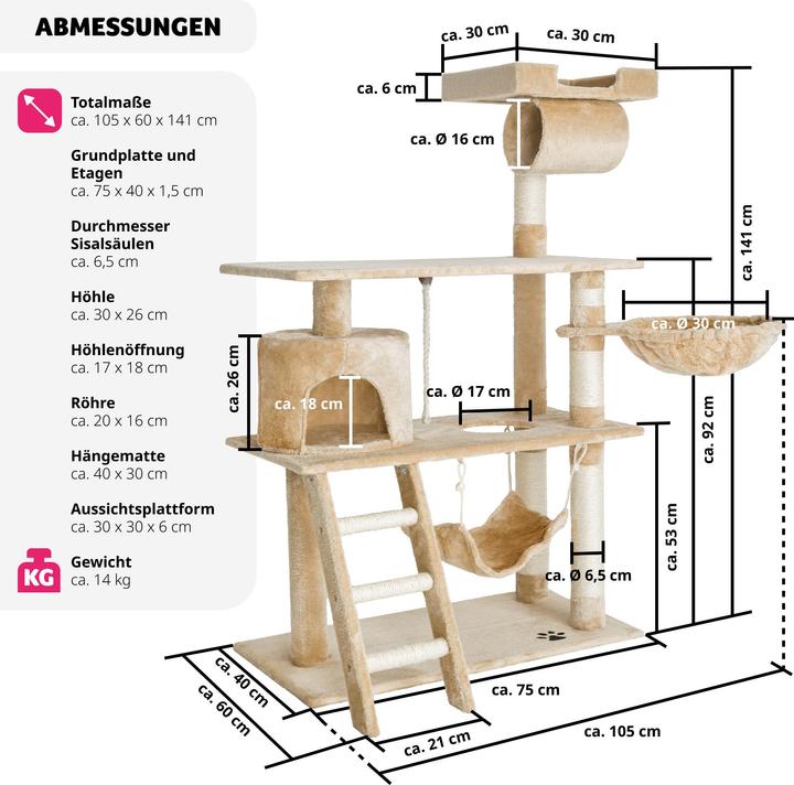 Immagine prodotto tectake Marcel (141 cm, Beige)