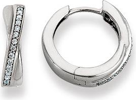 Natsumi Schmuck Klappcreolen Weissgold 18K/750 mit Zirkonia (750/18 K Weissgold)