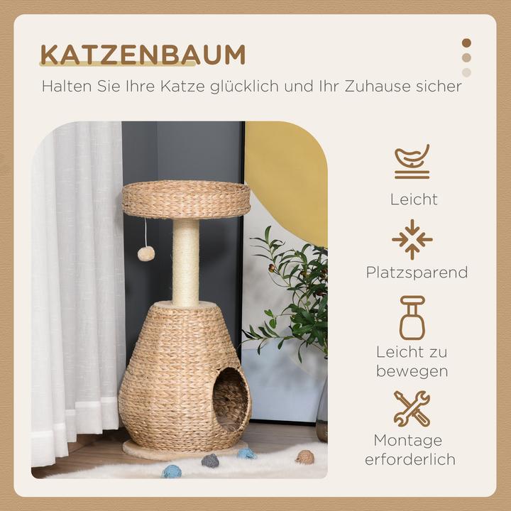 Actual product image PawHut Cat tree with cave (82.50 cm, Yellow)