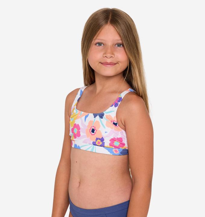 Image du produit Olaian Haut de maillot de bain brassière fleuri réglable Fille - 500 Nora blanc