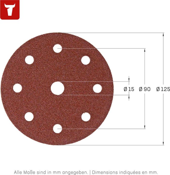 Produktbild Stier Schleifscheiben Holz D125 / P60 / 8-Loch (P60)