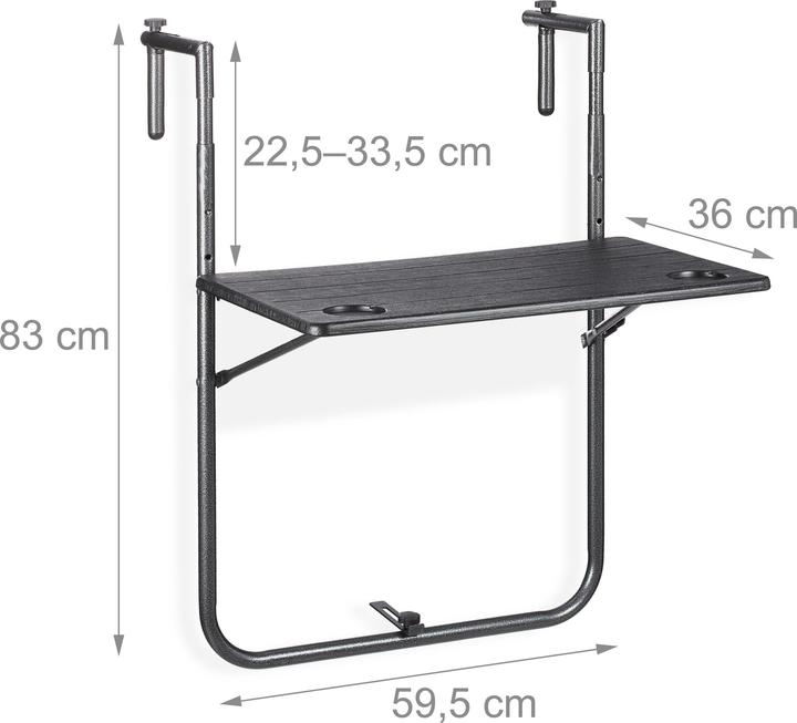 Image du produit Relaxdays Table-balcon suspendue (59.50 cm)