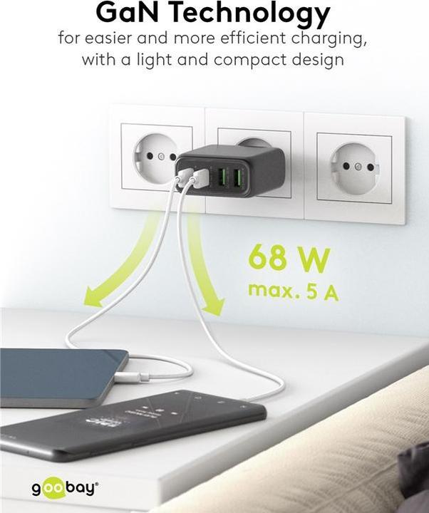Produktbild Goobay USB Multiport Schnellladegerät mit GaN Technologie (65 W)