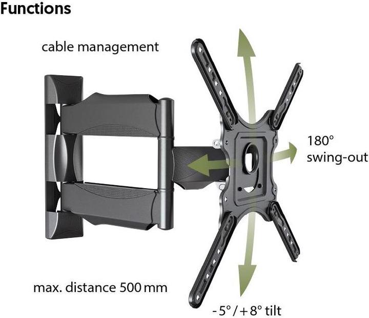 Immagine prodotto Spectral JM400CSV2 Supporto a parete per schermo piatto da 139,7 cm (55" ) Nero (Muro, 55", 31.80 kg)