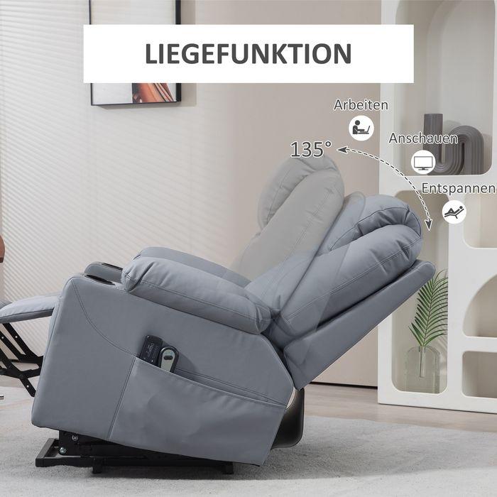 Produktbild Swisshandel24 Fernsehsessel Aufstehhilfe elektrisch Massagefunktion Liegefunktion Fernbedienung Grau
