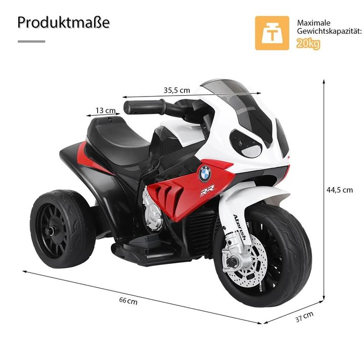 Produktbild Homcom Kinder Elektro Motorrad mit Licht- und Soundeffekte BMW S1000 RR Rot (6 V)