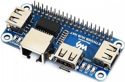 Produktbild WaveShare Ethernet / USB HUB HAT für Raspberry Pi Zero, 1x RJ45, 3x USB