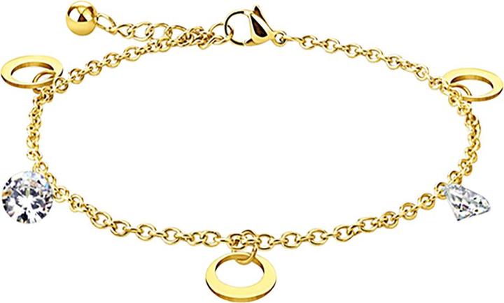Actual product image Star Piercing Gold-plated chain with round moon and crystal (Surgical steel 316L)