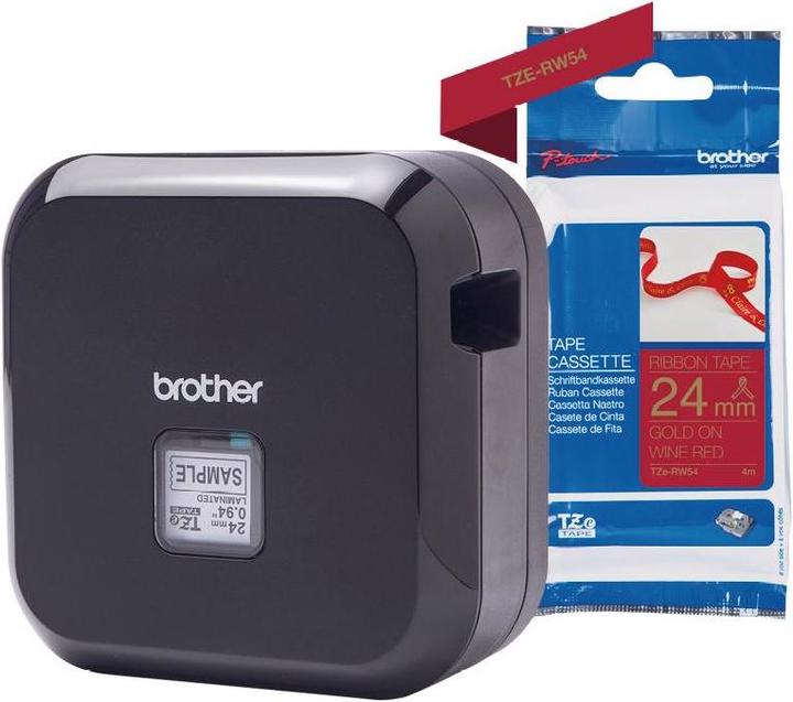 Produktbild Brother Beschriftungsgerät PT-P710BT mit Gold/Rot Schriftband 24mm (Bluetooth)