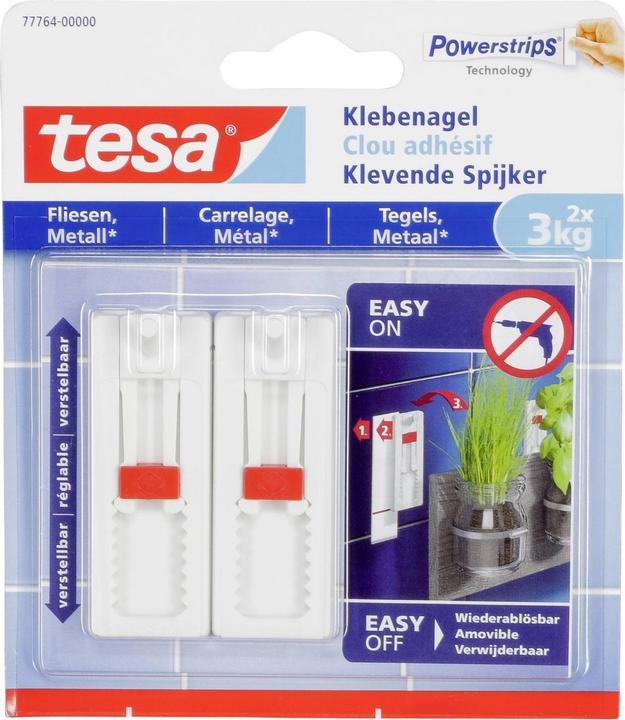 Image du produit tesa Clou adhésif pour carrelage et métal, réglable en hauteur