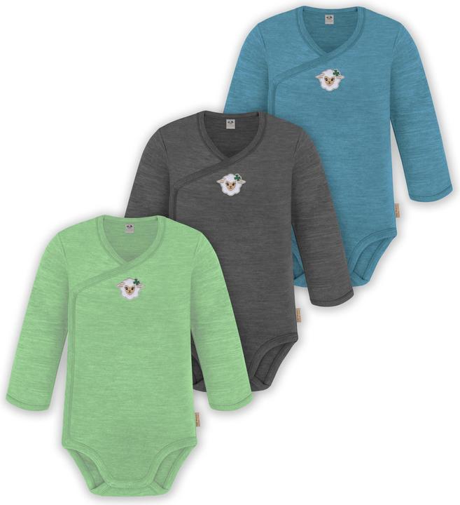 Produktbild Normani 3er Pack Baby Merino Langarm Wickelbody für Junge und Mädchen - 9355 (62)