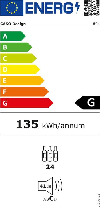 Energie-Label Caso Wine Comfort 24 Schwarz