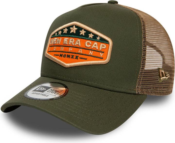 Actual product image New Era Adjustable Trucker Cap - Brand Patch Olive