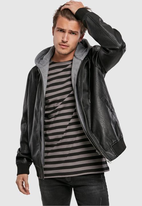 Immagine prodotto Urban Classics Giacca in pelle sintetica con cappuccio in pile (M)