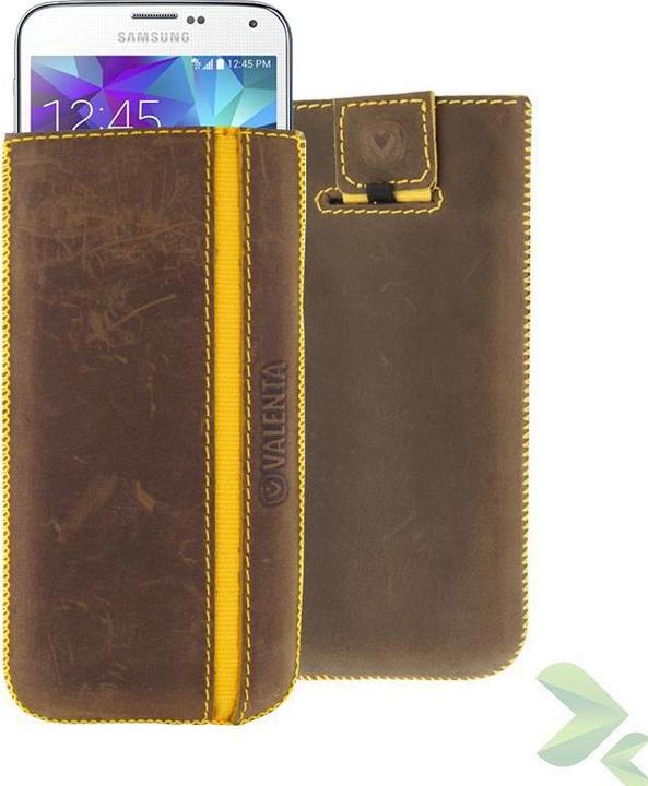 Valenta Valencia Pocket Stripe Vintage Valentine - Redhead Samsung Galaxy S5, Sony Xperia Z and more (Brown) (Samsung Galaxy Ace, Nokia Lumia 1020, Sony Xperia M2, Nokia Lumia 930, Samsung Galaxy S5, Sony Xperia Z)