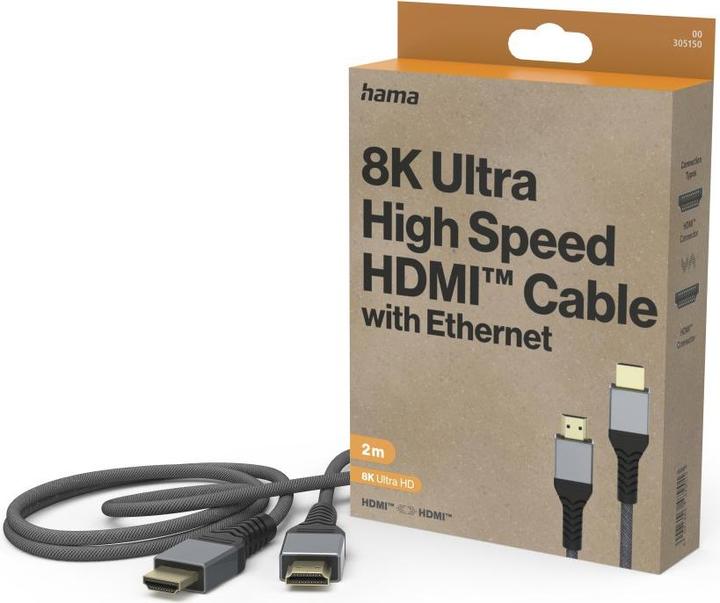 Image du produit Hama Câble HDMI™ ultra haute vitesse, mâle-mâle, 8K, métal, 2,0 m (2 m, HDMI)