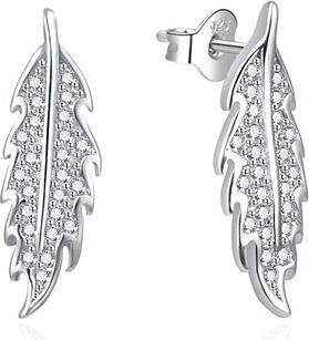 Agato - Silver earrings Leaves with zircons AGT-E089PW