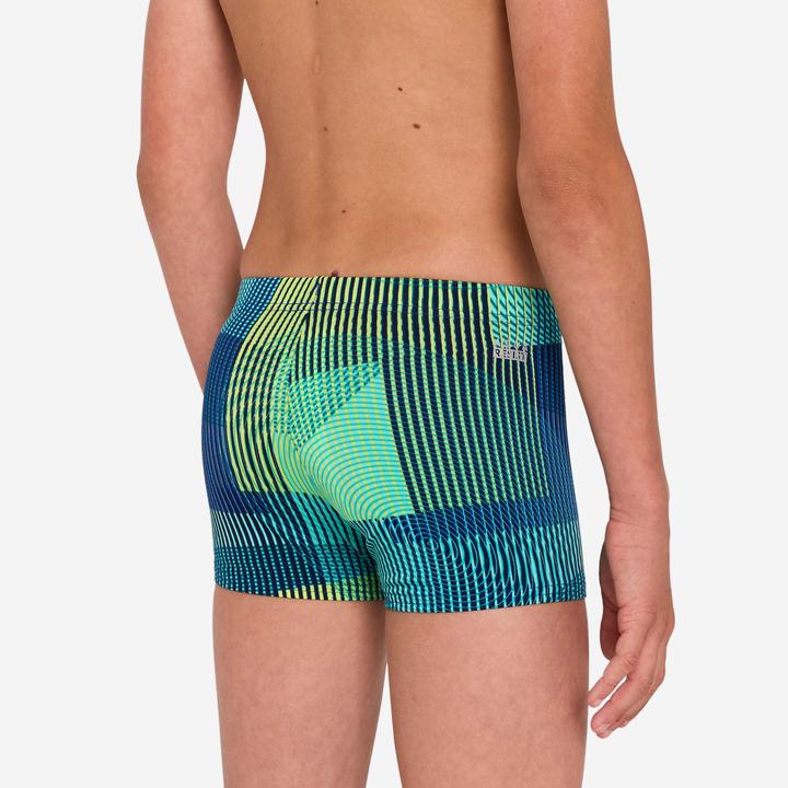 Image du produit Nabaiji Maillot boxer de bain natation Garçon - 500 Fitib jaune bleu vert (10, 11, 12)