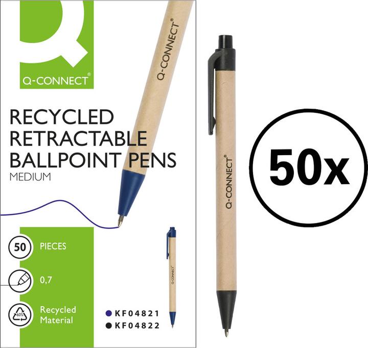 Produktbild Q-Connect Kugelschreiber Recycling (Schwarz, 50 x)