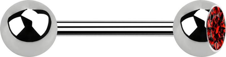 Star Piercing Barbell silber mit Kugel und Kugel Kristall rot (ohne Messing, Titan G23)