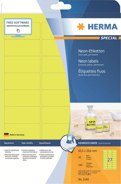 Actual product image HERMA Neon labels A4