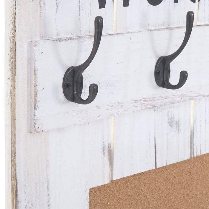 Produktbild Mendler Wandgarderobe mit Pinnwand, Shabby Look Vintage, 8 Haken 91x60cm - weiss, shabby
