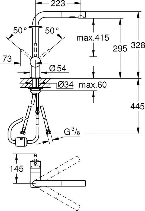 Produktbild Grohe Küchenarmatur mit Handbrause Minta hard graphite glänzend 30274