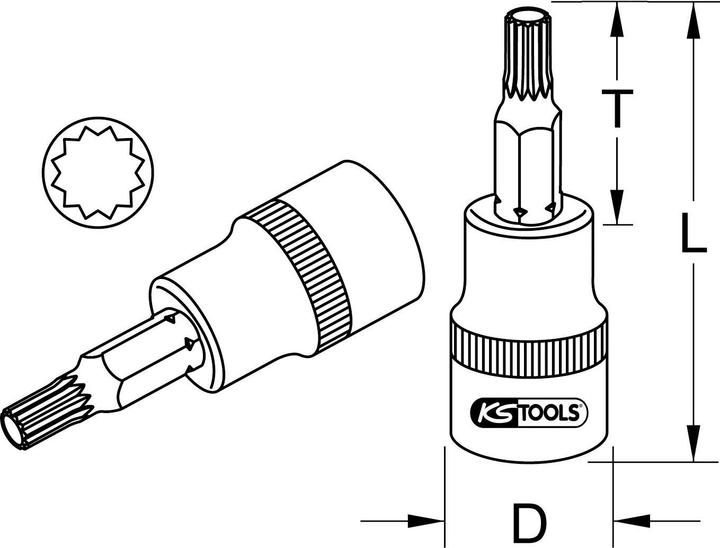 Image du produit KS Tools Douille à embout 1/2" CHROMEplus, polygone (XZN®), M16.