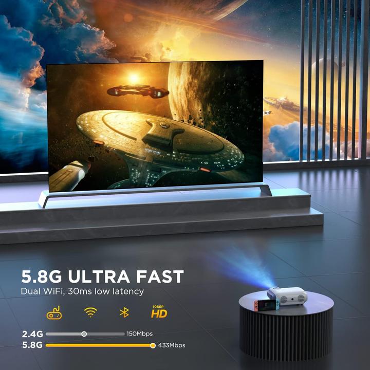 Immagine prodotto XZJX Direct WiFi Beamer 1080P mit Bluetooth 5.0 (HD, 7500 lm)