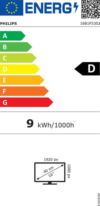 Etichetta energetica Philips 16B1P3302D (1920 x 1080 pixel, 15.60")
