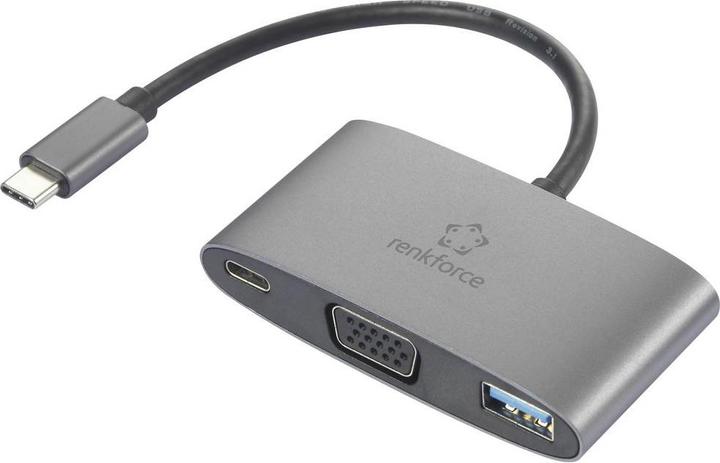 Renkforce Adaptateur USB-C®, VGA (1x USB-C® mâle - 1x USB-C® femelle (alimentation) (USB 3.0, USB, VGA, 15 cm)
