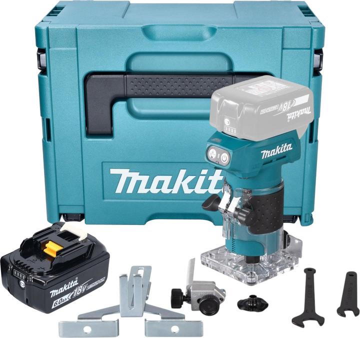 Produktbild Makita DRT 52 G1J Akku Kantenfräse 18 V 6 mm Brushless + 1x Akku 6,0 Ah + Makpac - ohne Ladegerät