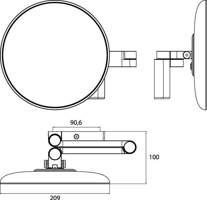 Produktbild Emco LED-Rasier-/Kosmetikspiegel EVO rund, Wandmodell, 2-armig 3-fach chrom