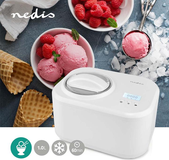 Actual product image Nedis Ice cream maker | 1.0 l | White | Plastic (EU plug)