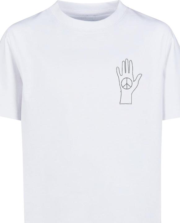 Actual product image Merchcode Peace - Scribble Hand White Kids Basic Tee - 174561 (158, 164)