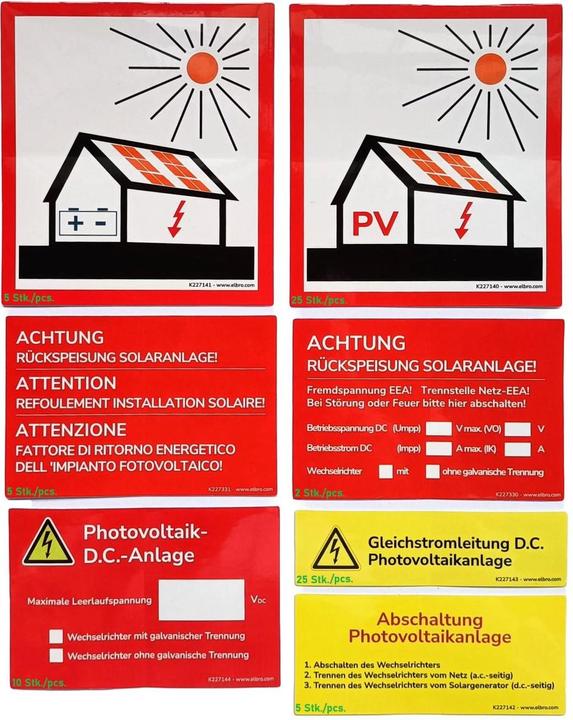 Image du produit Elbro Autocollant d'avertissement photovoltaïque auto-adhésif multicolore