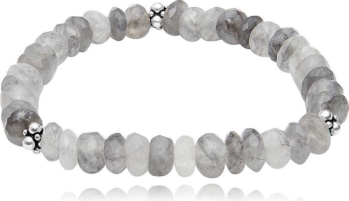 Leyda Grauquarz Armband mit Silber (19 cm, Silber 925, Farbstein)