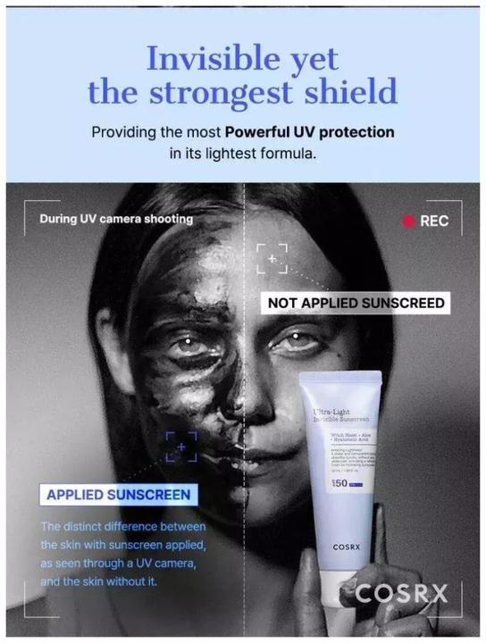 Produktbild Cosrx Ultra-Light Invisible Sunscreen SPF50 PA++++ Leichter, schnell absorbierender UV-Schutz Hydratio (Sonnencreme, SPF 50, 50 ml)