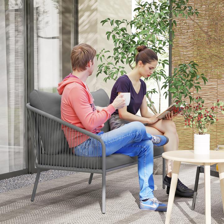 Produktbild Outsunny Rattansofa Stahl, PE-Rattan Grau