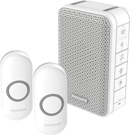 Actual product image Honeywell DC313NFB - Draadloze deurbelset met 2 deurdrukkers - Wit (Wireless)