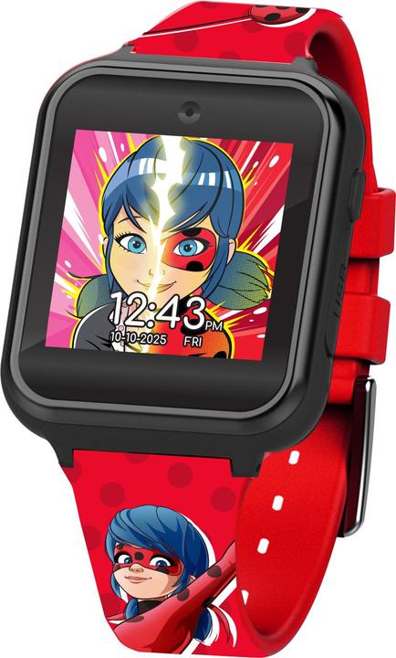 Produktbild Accutime Kinder Smart Watch Miraculous (rot): Selfie Kamera, Foto & Video, Stoppuhr, 6 Spiele, 3 Hin (40 mm)