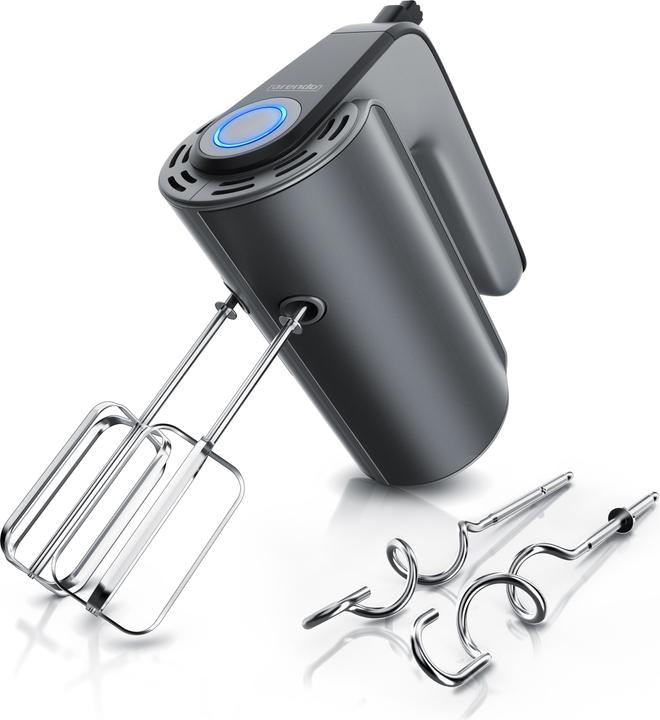 Produktbild Arendo Elektrischer Handmixer, Rührmixer Edelstahl mit Turbostaste, Handrührer inkl. 2 Quirle & 2 Knethaken (350 W)