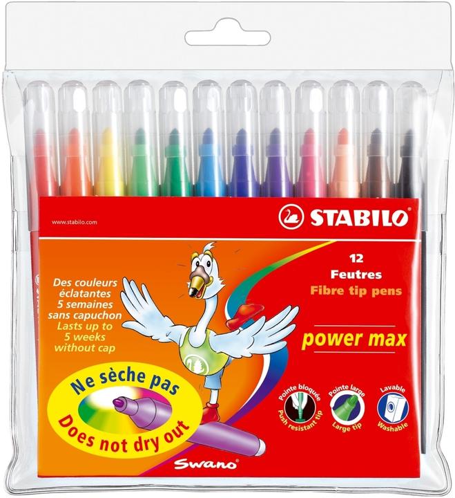 Produktbild STABILO power max Fasermaler (Mehrfarbig, 12 x)