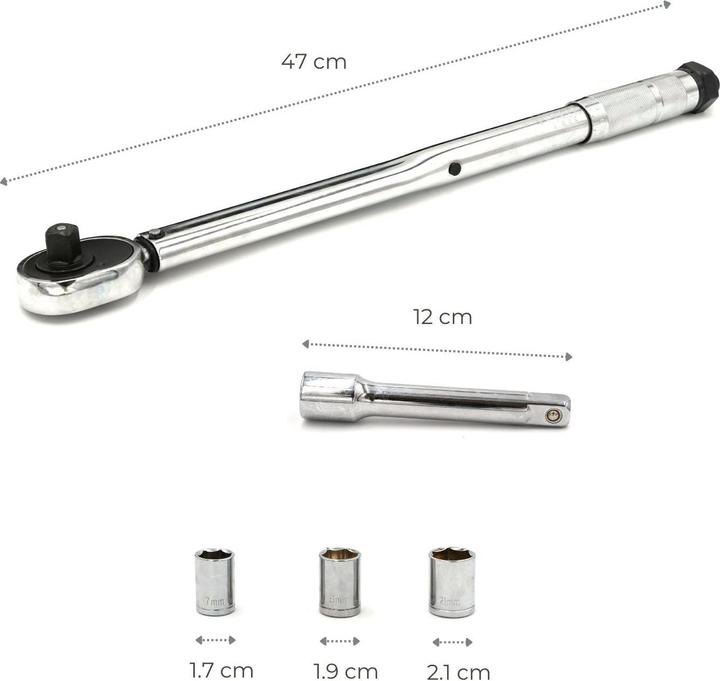 Immagine prodotto Hermex Chiave dinamometrica Chiave elettrica Chiave Kilo Set di cricchetti per interruttori (1/2", 40 Nm, 210 Nm)