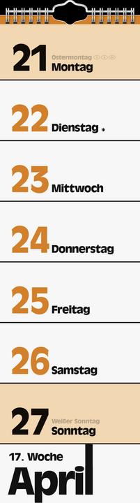 Label énergétique Calendrier à effeuiller modèle 702 13x45cm 1 semaine/page 2025 (Allemand)