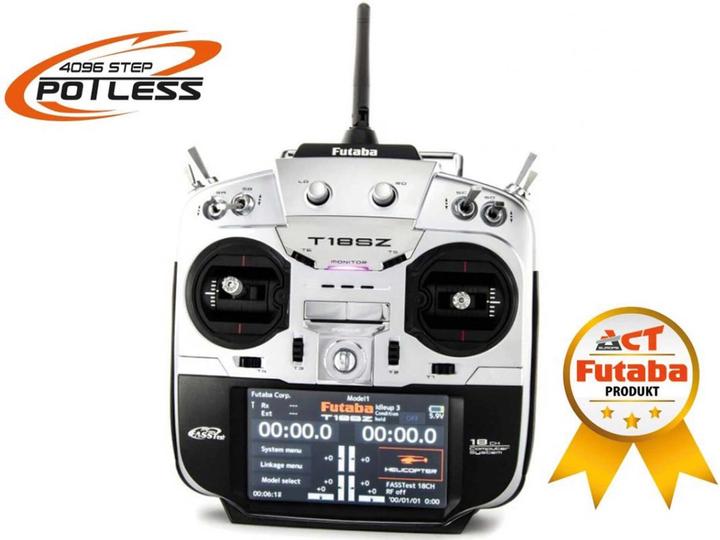 Futaba Remote control T18SZ Potless Mode 1 (throttle right) with R7014SB