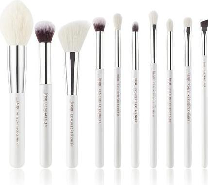 Actual product image NoName Basic Makeup Brushes Set 10pcs White/Silver Natural Brushes Kit for Blush Eyeshadow Contour B (Set)